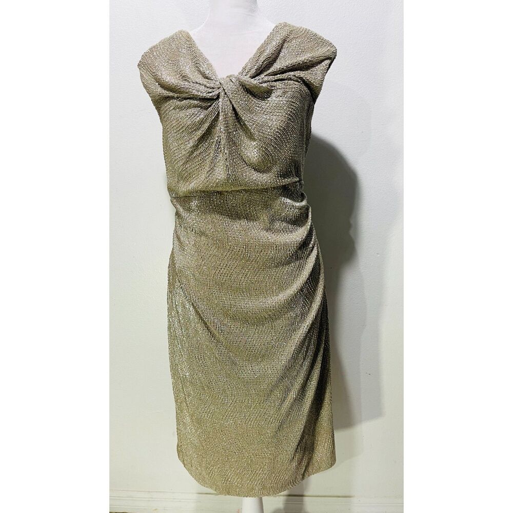 Lauren Ralph Lauren gold dress classic wedding guest festive glamor women 16